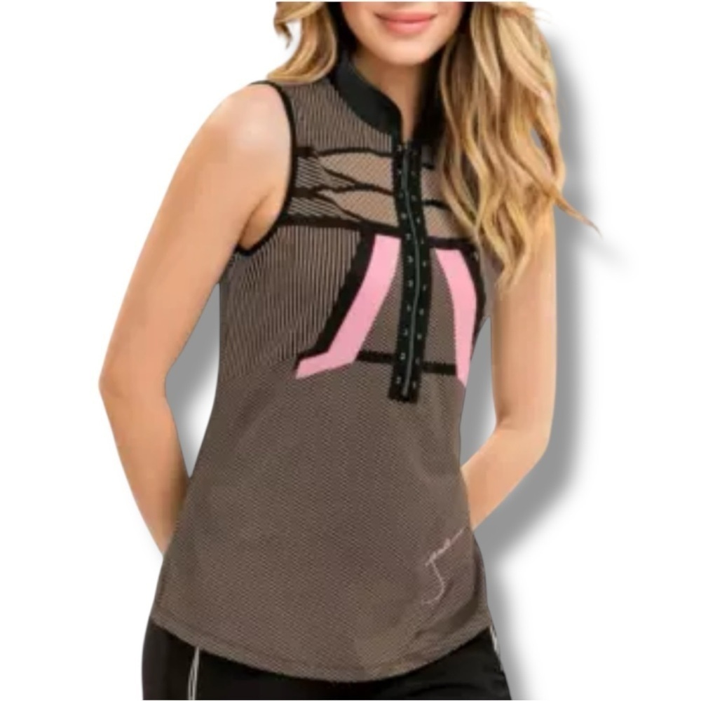 JAMIE SADOCK Women’s Starship Print Golf Shirt - XXL Brown Sugar